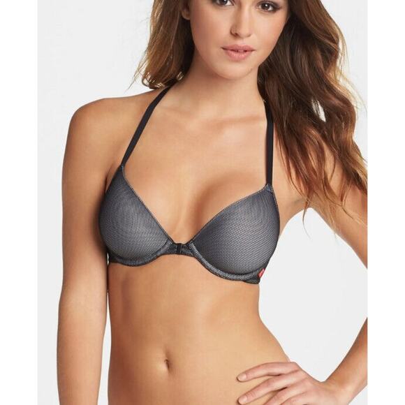 Josie by Natori Women Front Clip Mesh Jet Set T-Back Bra Black Size 32DD - Picture 1 of 2